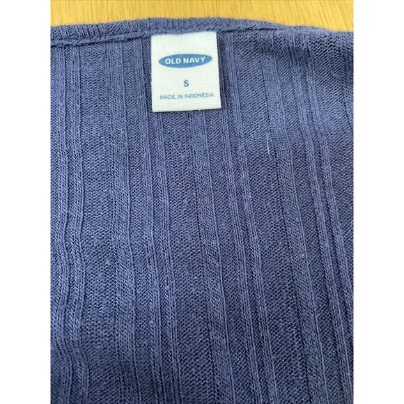 Old Navy Top Womens Small Blue Sweetheart Long Sleeved Ribbed Knit - Picture 8 of 9